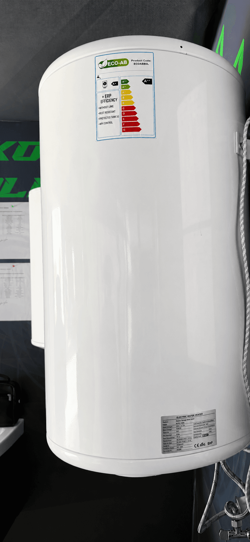 Eco AB Plus boiler with product label